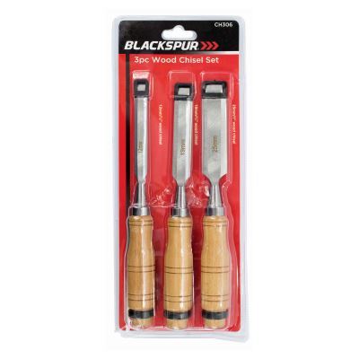 3pc Brown Carbon Steel Wood Chisel Set - By Blackspur