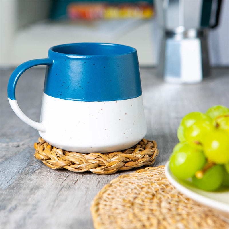 Nicola Spring Ceramic Dipped Flecked Belly Coffee Mug - 370ml - Navy