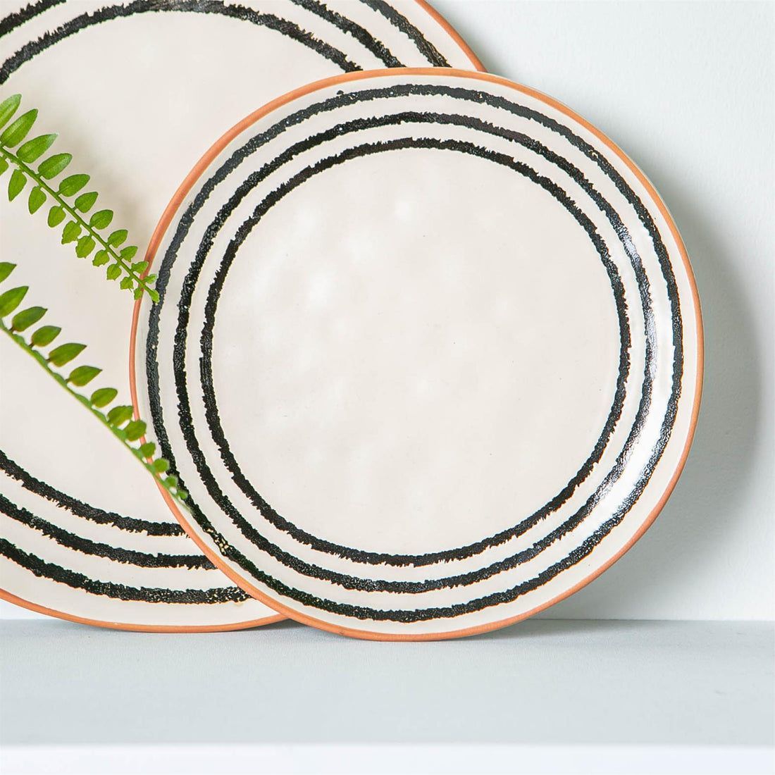 Ceramic Stripe Rim Side Plate - 20.5cm - Monochrome