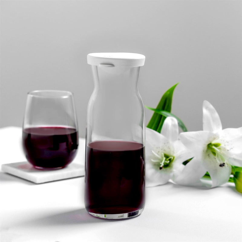 Argon Tableware Brocca Glass Water Carafe with Lid 700ml Dining Table with Corto Stemless Wine Glass