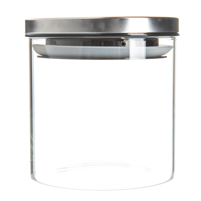 Argon Tableware Glass Storage Jar with Metal Lid - 550ml - Silver