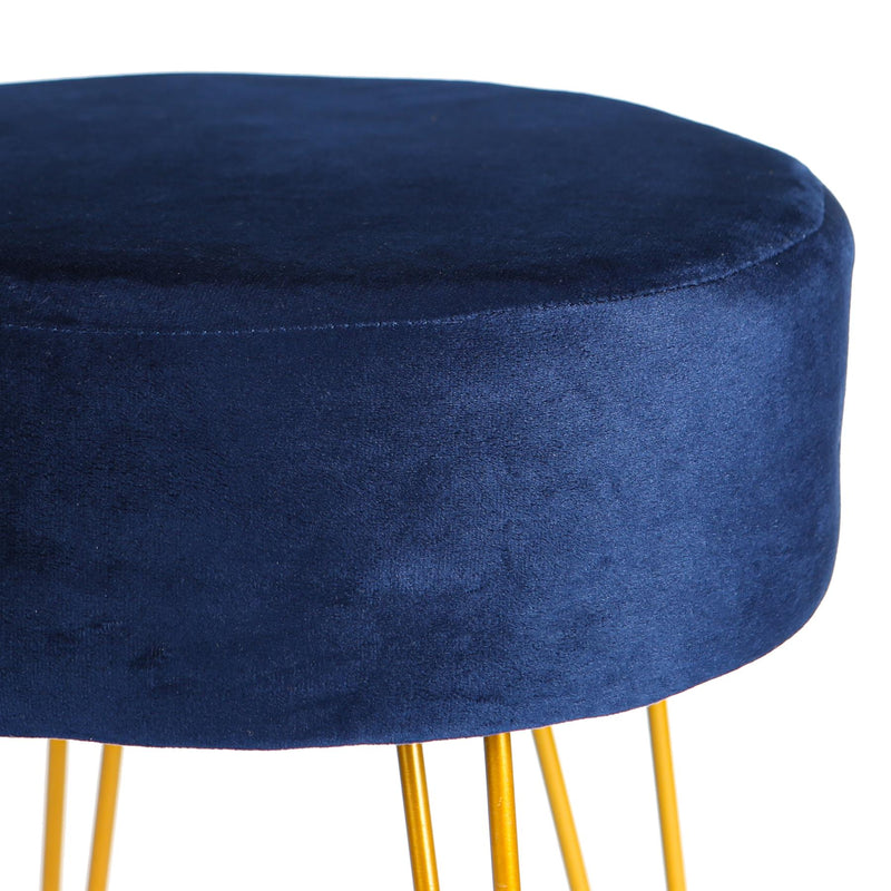 Blue Round Velvet Footstool - By Harbour Housewares