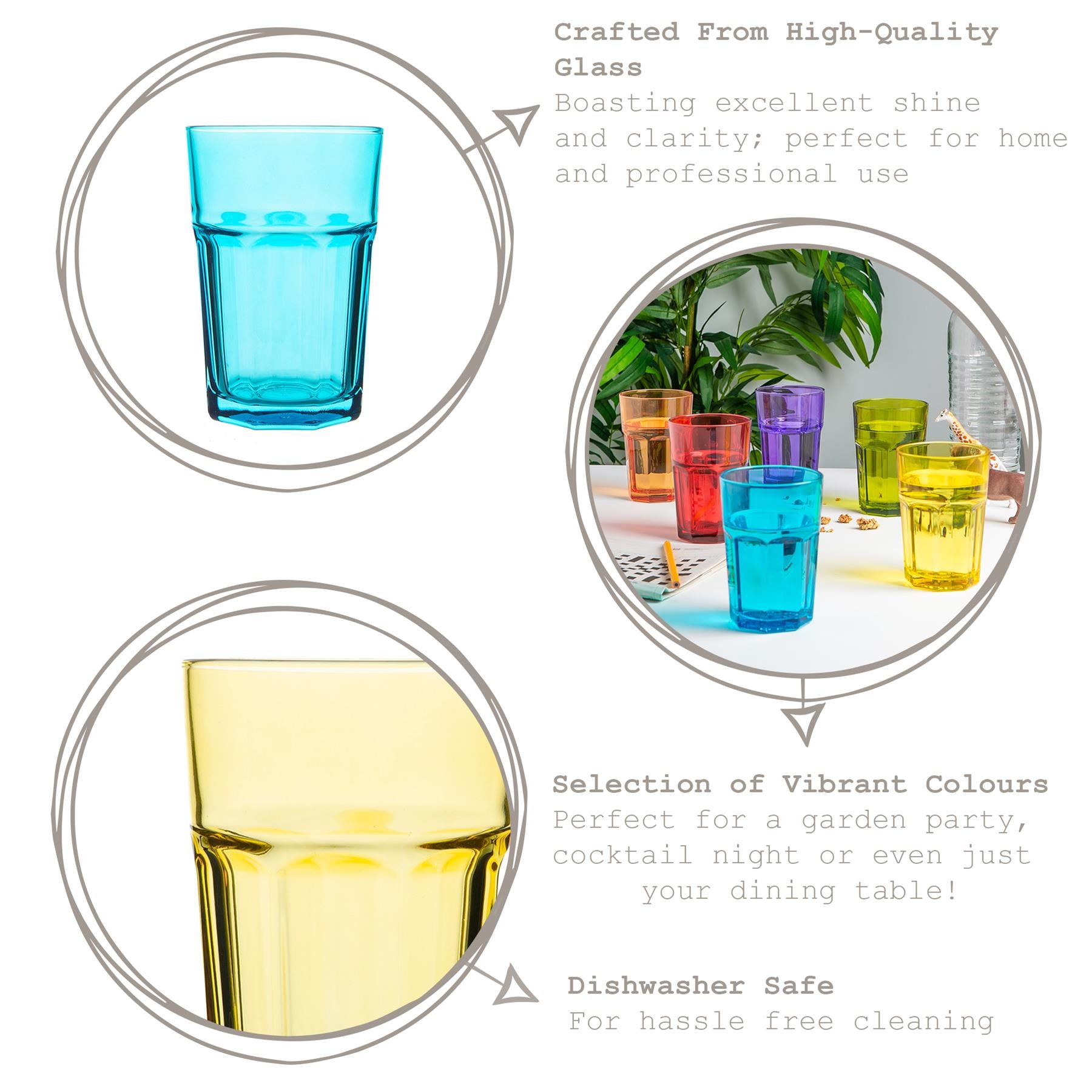 Coloured Highball Glass - 365ml - 6 Colours Available