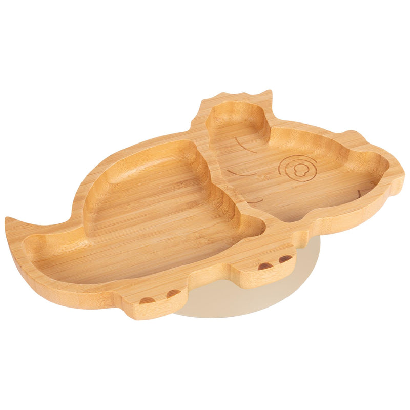 Beige Dinosaur Bamboo Suction Plate - By Tiny Dining