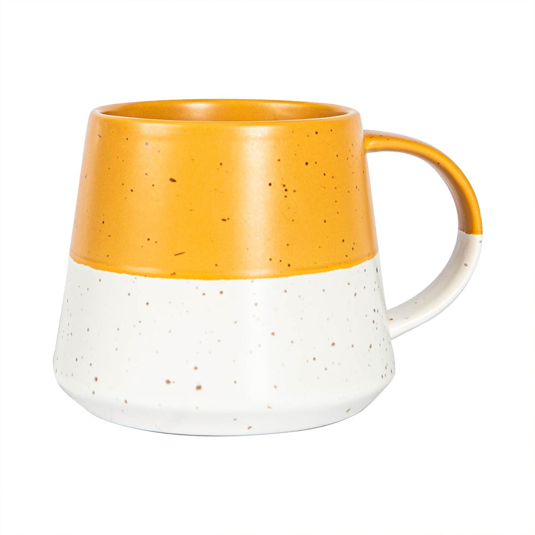 Dipped Flecked Stoneware Belly Coffee Mug - 370ml - Mustard