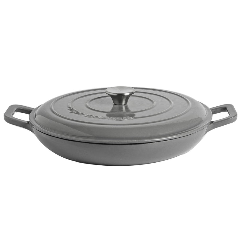 Argon Tableware Cast Iron Shallow Casserole Dish - 30cm - Slate Grey