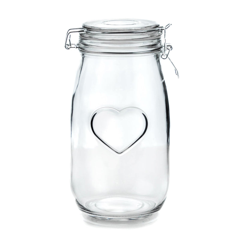 Nicola Spring Engraved Heart Glass Kitchen Storage Jar - 1.5L