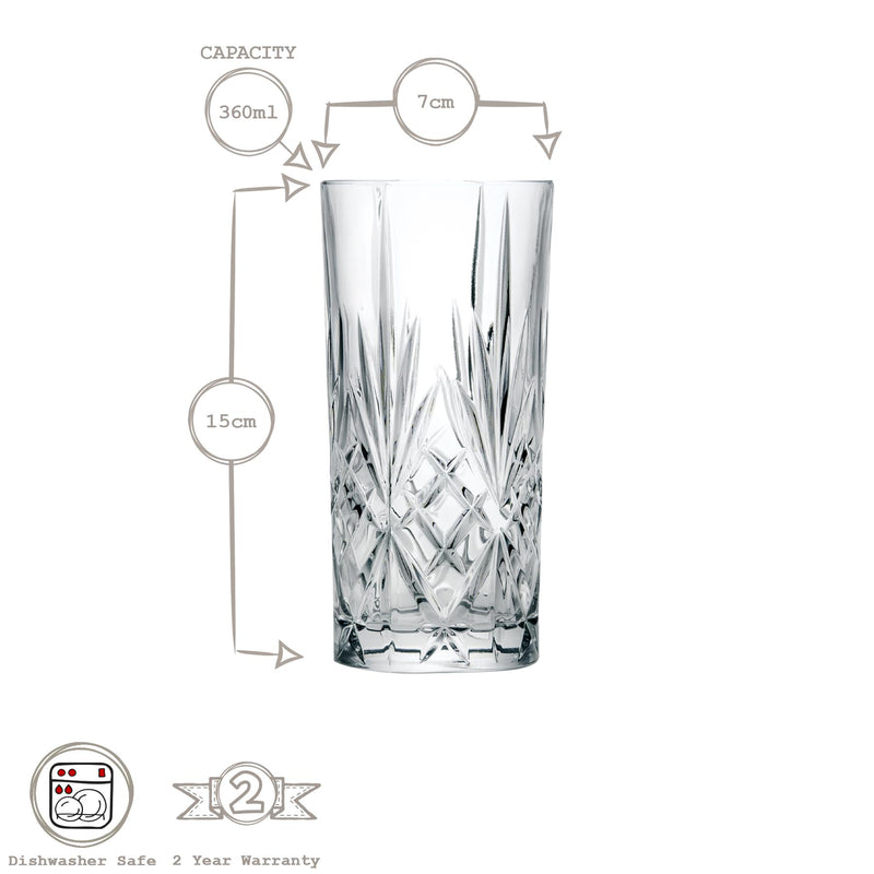 360ml Melodia Highball Glass - By RCR Crystal