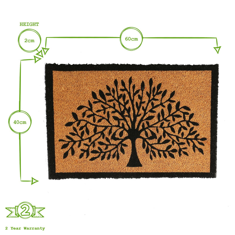 60cm x 40cm Tree of Life Coir Door Mat - By Nicola Spring