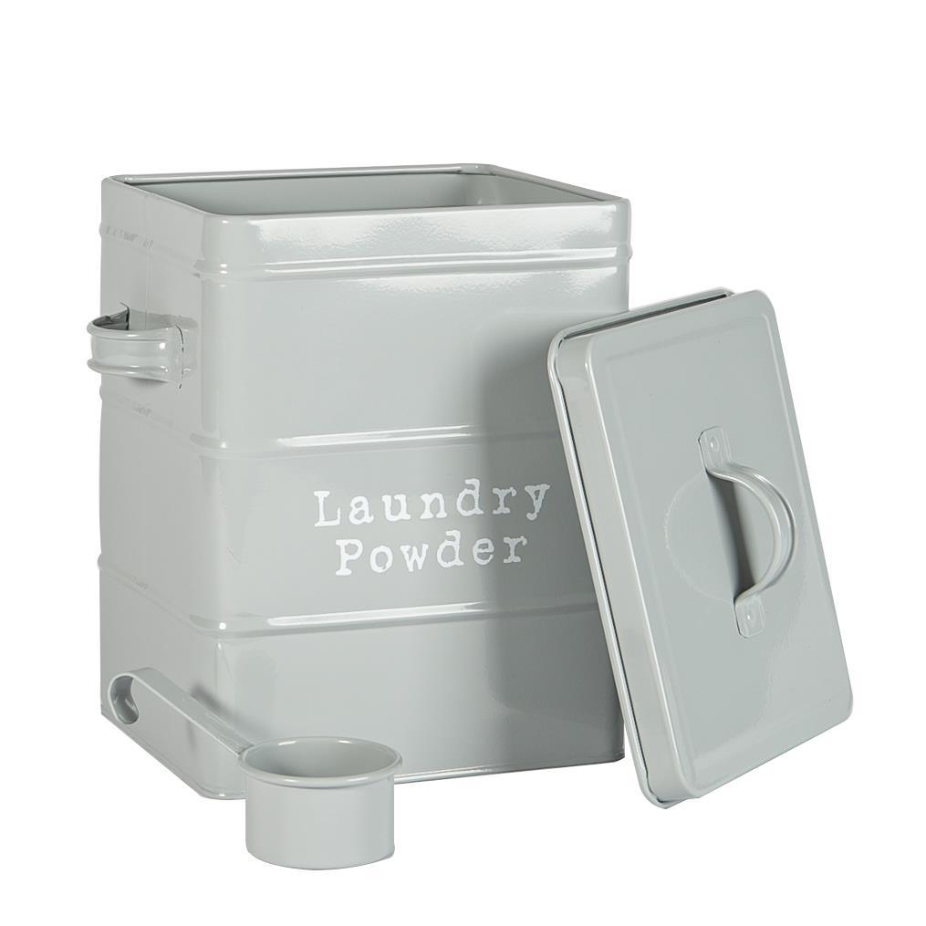 Vintage Metal Washing Powder Storage Tin - Grey