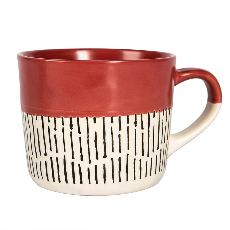 Nicola Spring Ceramic Dipped Dash Coffee Mug - 450ml - Red