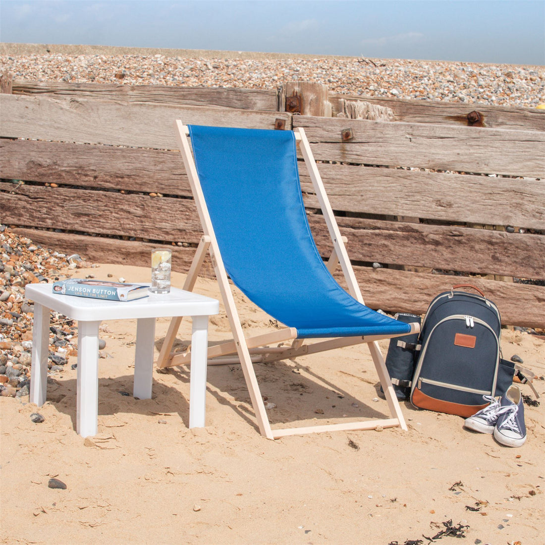 summer beach holiday folding wooden deckchair