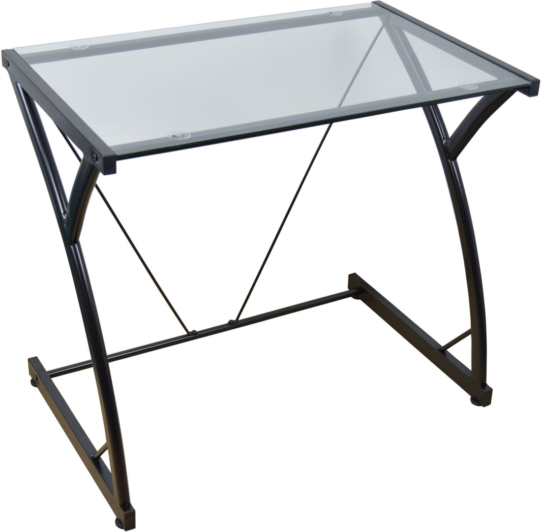 Harbour Housewares Classic Glass Computer Desk - Black