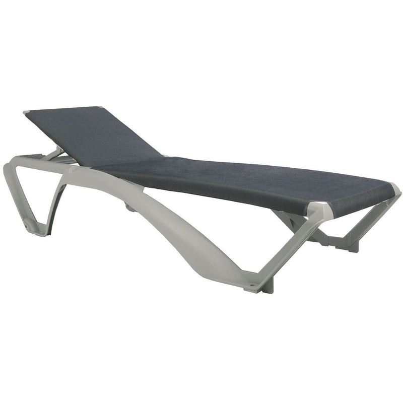 Resol Marina Sun Lounger - Silver Frame with Blue Jeans Canvas Material