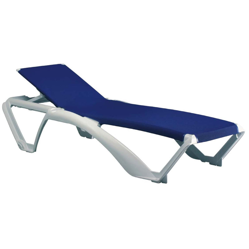 Resol Marina Sun Lounger - White Frame with Blue Canvas Material
