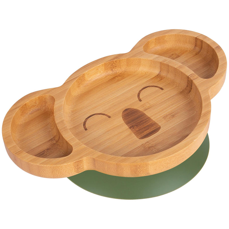 Olive Green Koala Bamboo Suction Plate - By Tiny Dining