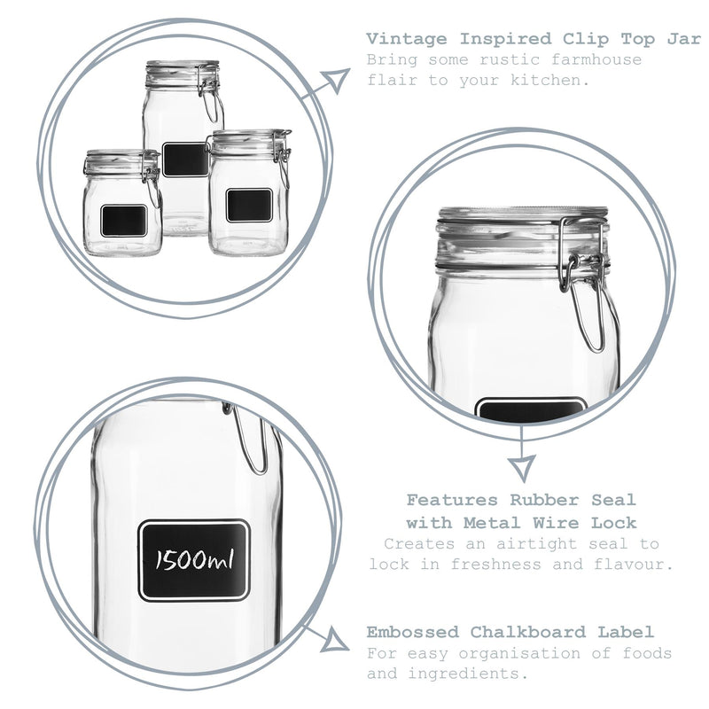Bormioli Rocco Lavagna Glass Storage Jar with Chalkboard Label - 750ml