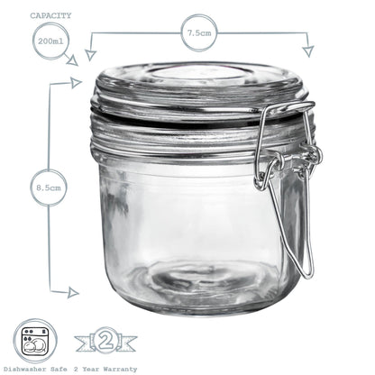Argon Tableware Glass Storage Jar - 200ml - Black Seal