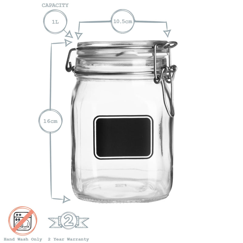 Bormioli Rocco Lavagna Glass Storage Jar with Chalkboard Label - 1L