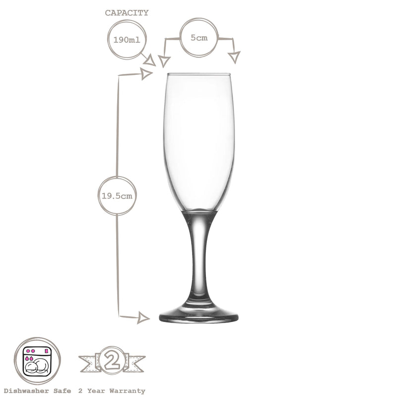 190ml Misket Glass Champagne Flute - By LAV