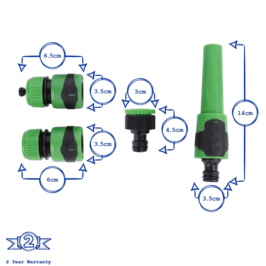 4pc 1/2&quot; - 5/8&quot; Hose Connector Set