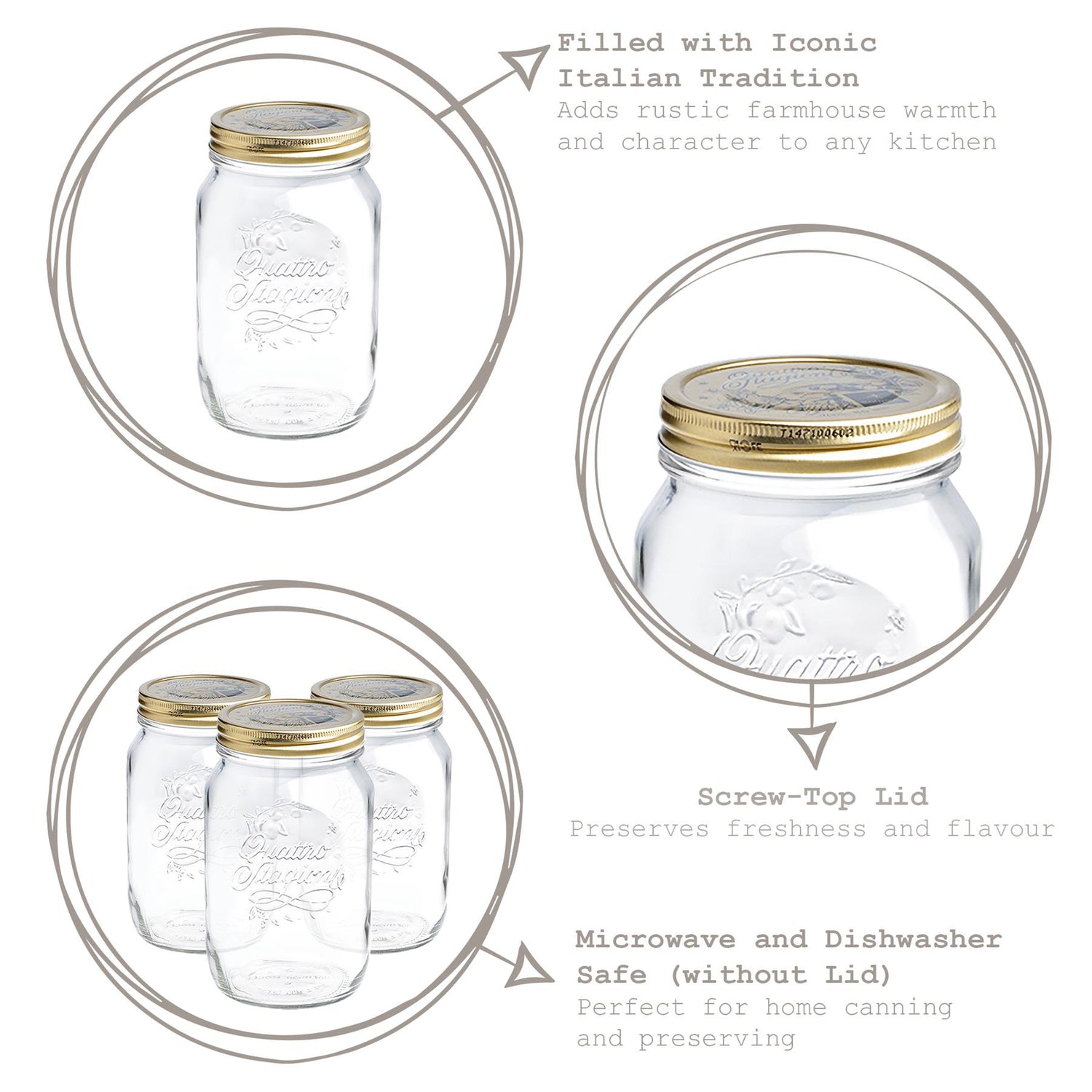 Quattro Stagioni Glass Storage Jar - 1.5 Litre