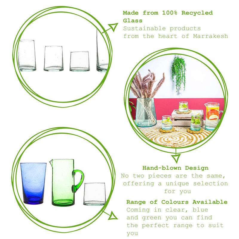Nicola Spring Merzouga Recycled Tumbler Glass - 260ml - Clear