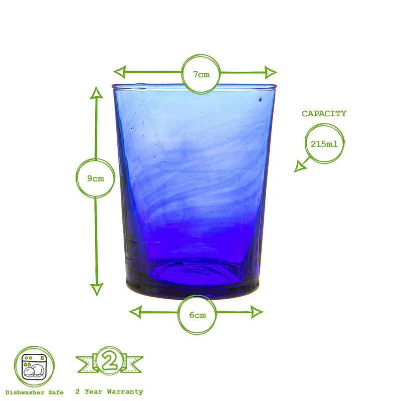 Nicola Spring Meknes Recycled Tumbler Glass - 215ml - Blue