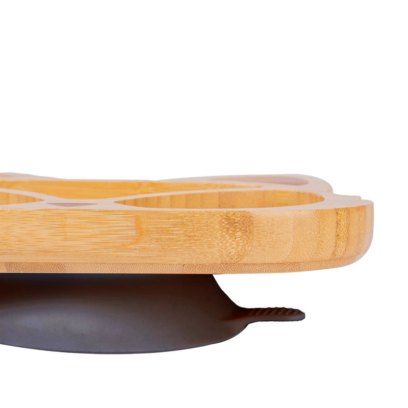 Olive Green Fox Bamboo Suction Plate - By Tiny Dining