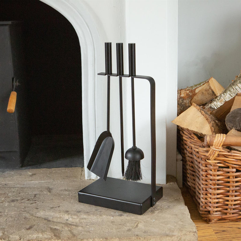 4pc Black 'Goodwood' Fireside Companion Set - By Hammer & Tongs