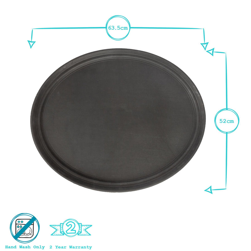 Black 63.5cm x 52cm Oval Non-Slip Serving Tray - By Argon Tableware