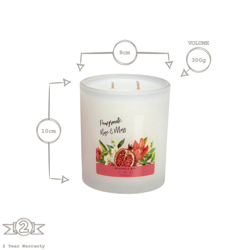 300g Pomegranate, Rose & Moss Bath & Body Soy Wax Scented Candle - By Bramble Bay