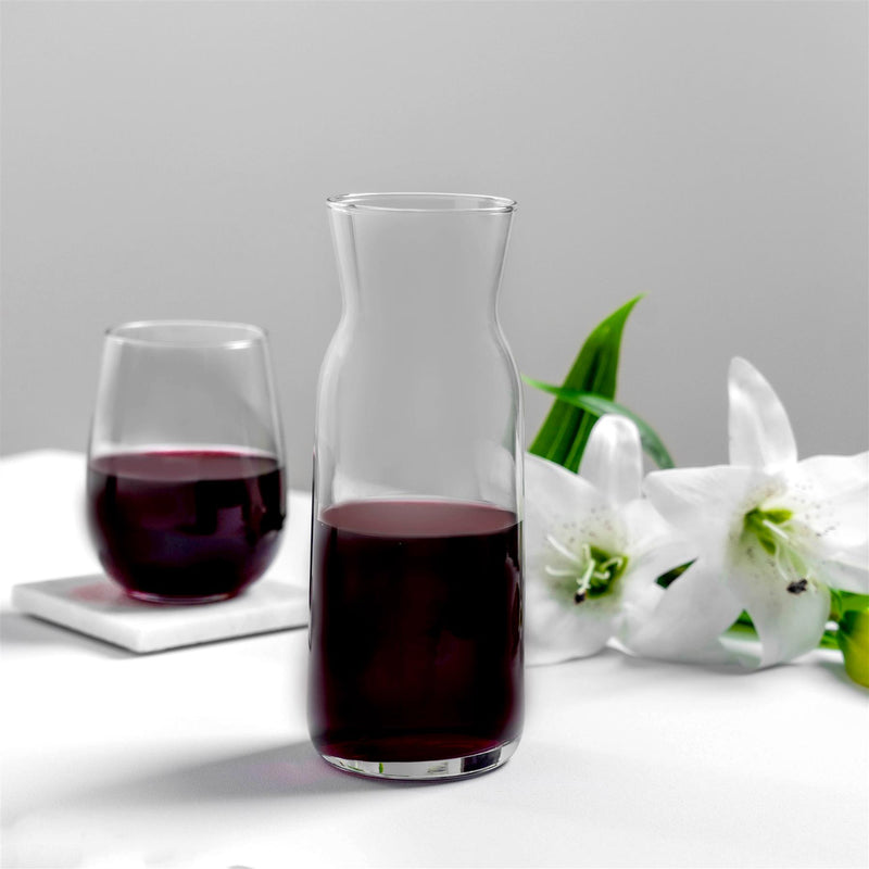 Argon Tableware Brocca Glass Water Carafe 700ml Dining Table with Corto Stemless Wine Glass