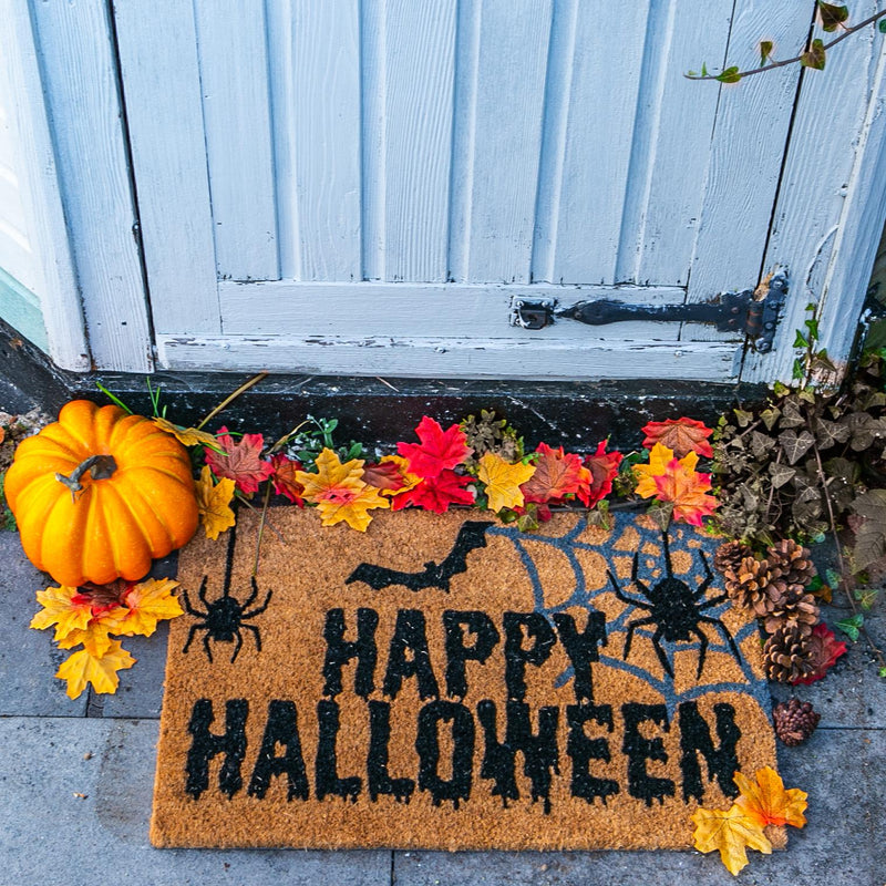 Nicola Spring Non-Slip Halloween Door Mat - 60 x 40cm - Happy Halloween Spider