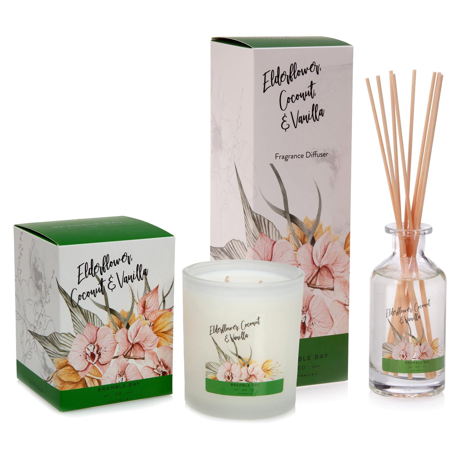 300g Elderflower, Coconut &amp; Vanilla Bath &amp; Body Soy Wax Scented Candle