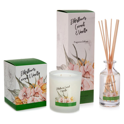 300g Elderflower, Coconut &amp; Vanilla Bath &amp; Body Soy Wax Scented Candle
