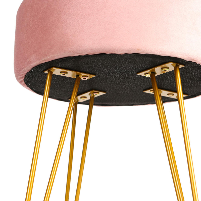 Pink Round Velvet Footstool - By Harbour Housewares