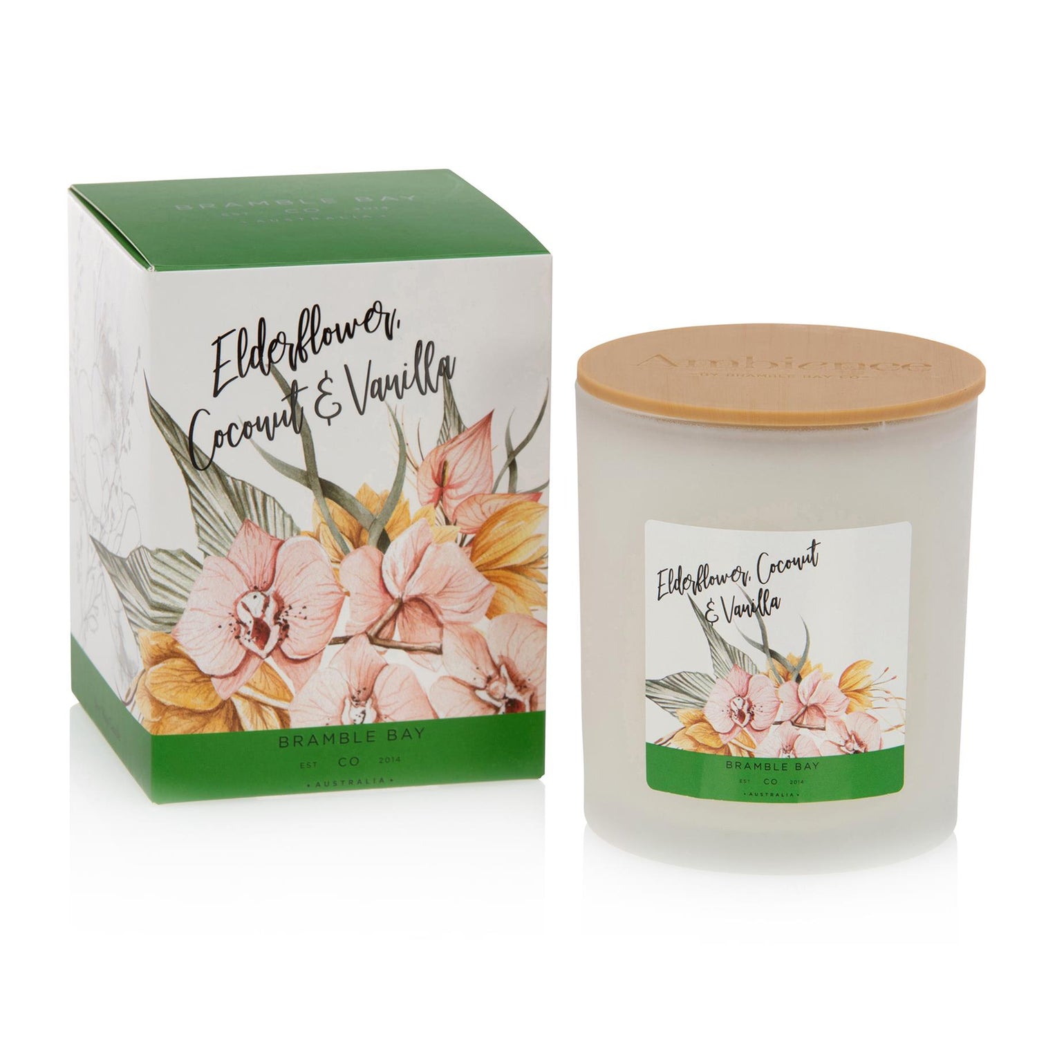 300g Elderflower, Coconut &amp; Vanilla Bath &amp; Body Soy Wax Scented Candle