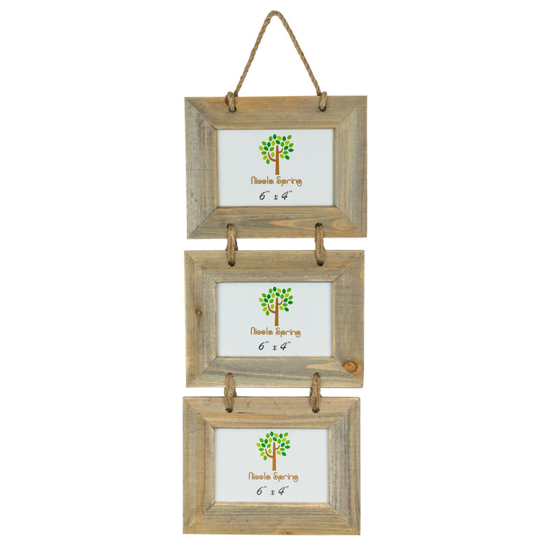 Nicola Spring Triple Picture Wooden Hanging Frame - 6x4 - Natural