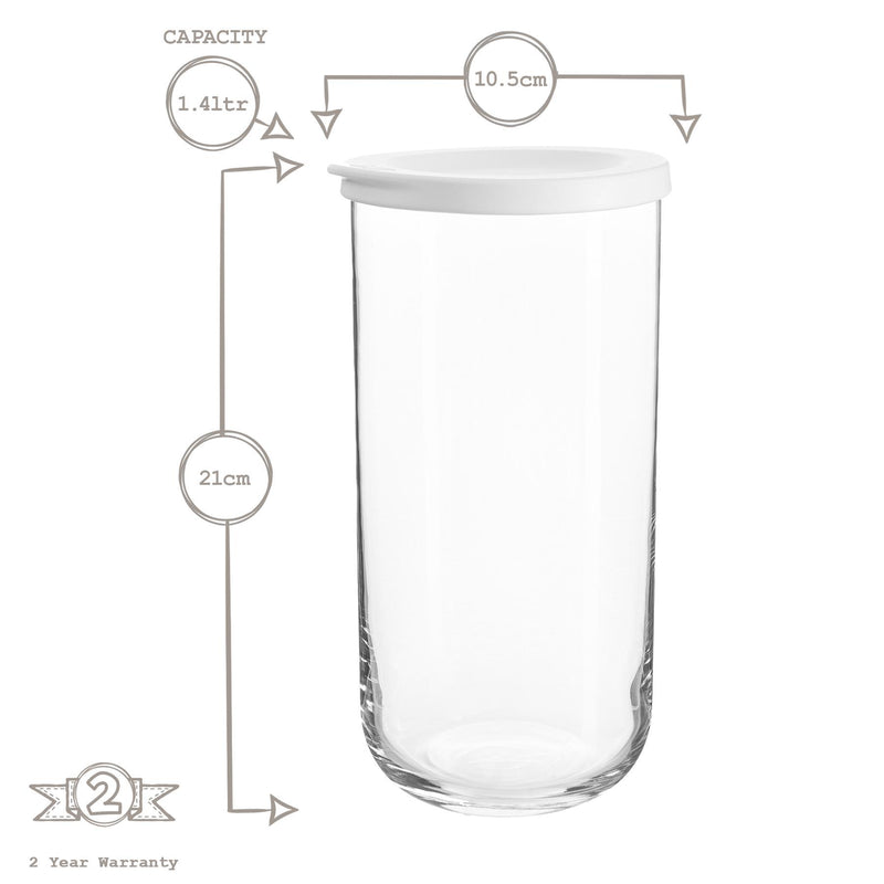 LAV Duo Glass Storage Jar - 1.4 Litre - White