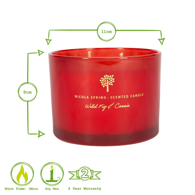 350g Double Wick Wild Fig & Cassis Soy Wax Scented Candle - by Nicola Spring