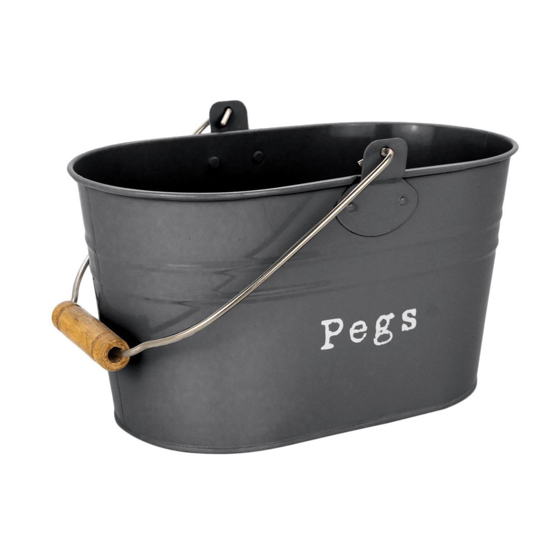 Harbour Housewares Vintage Metal Clothes Peg Bucket - Black