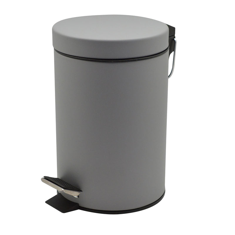 Harbour Housewares Bathroom Pedal Bin With Inner Bucket - 3 Litre Bin - Grey Finish