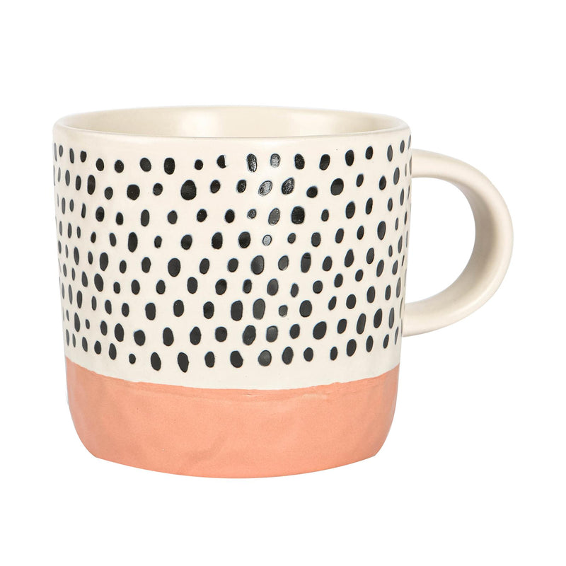Nicola Spring Ceramic Dipped Dots Coffee Mug - 385ml - Pink