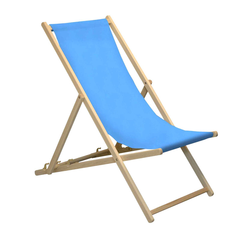 Easy to adjust - the Harbour Housewares Beach Deck Chair - Light Blue