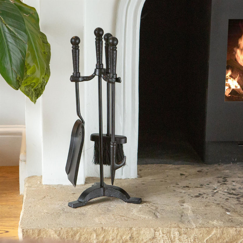 4pc Black 'Arundel' Fireside Companion Set - By Hammer & Tongs
