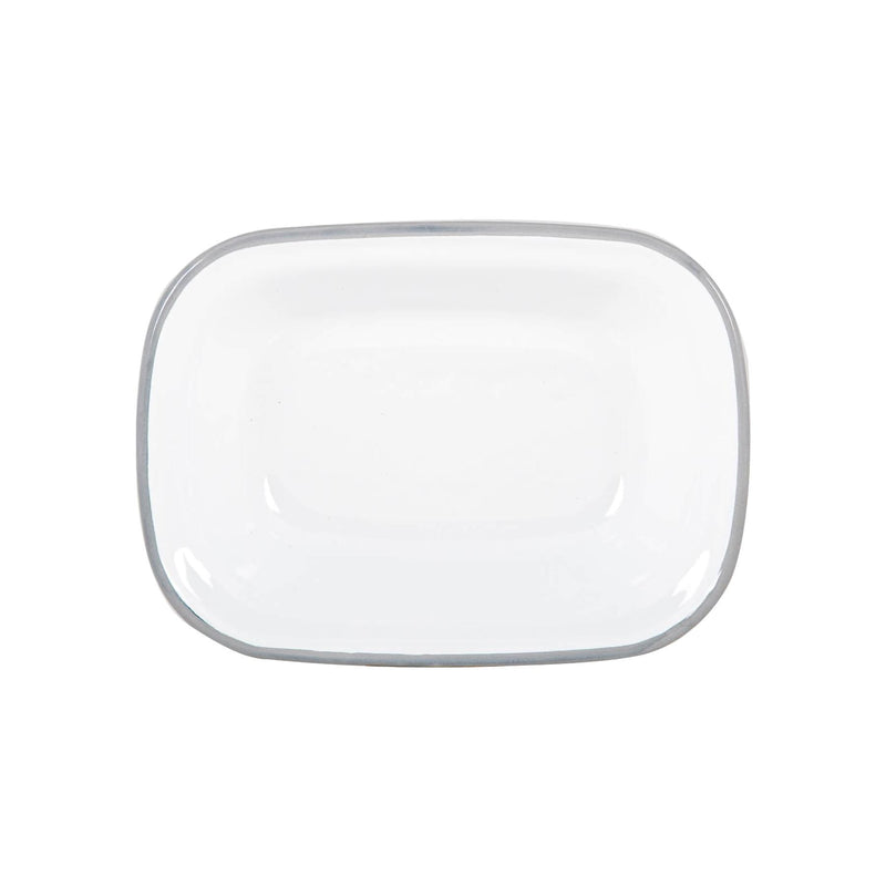 Argon Tableware White Enamel Pie Dish - 20cm - Grey