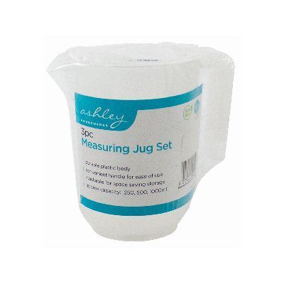 3pc White Plastic Measuring Jug Set - By Ashley