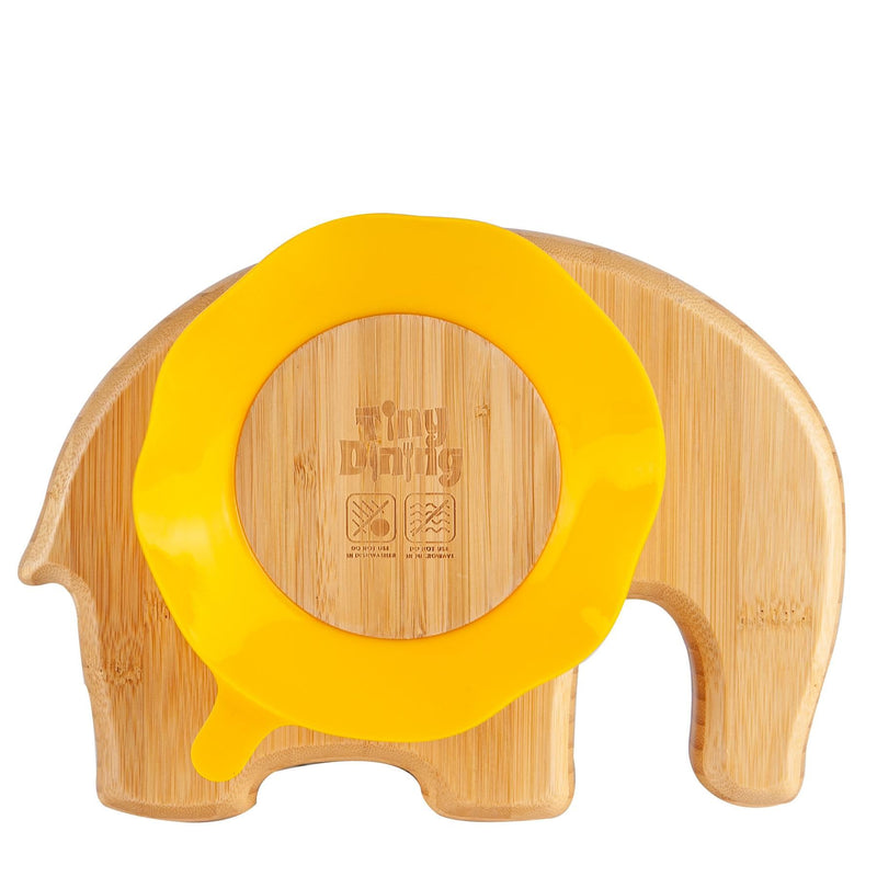 Navy Blue Elephant Bamboo Suction Plate - By Tiny Dining