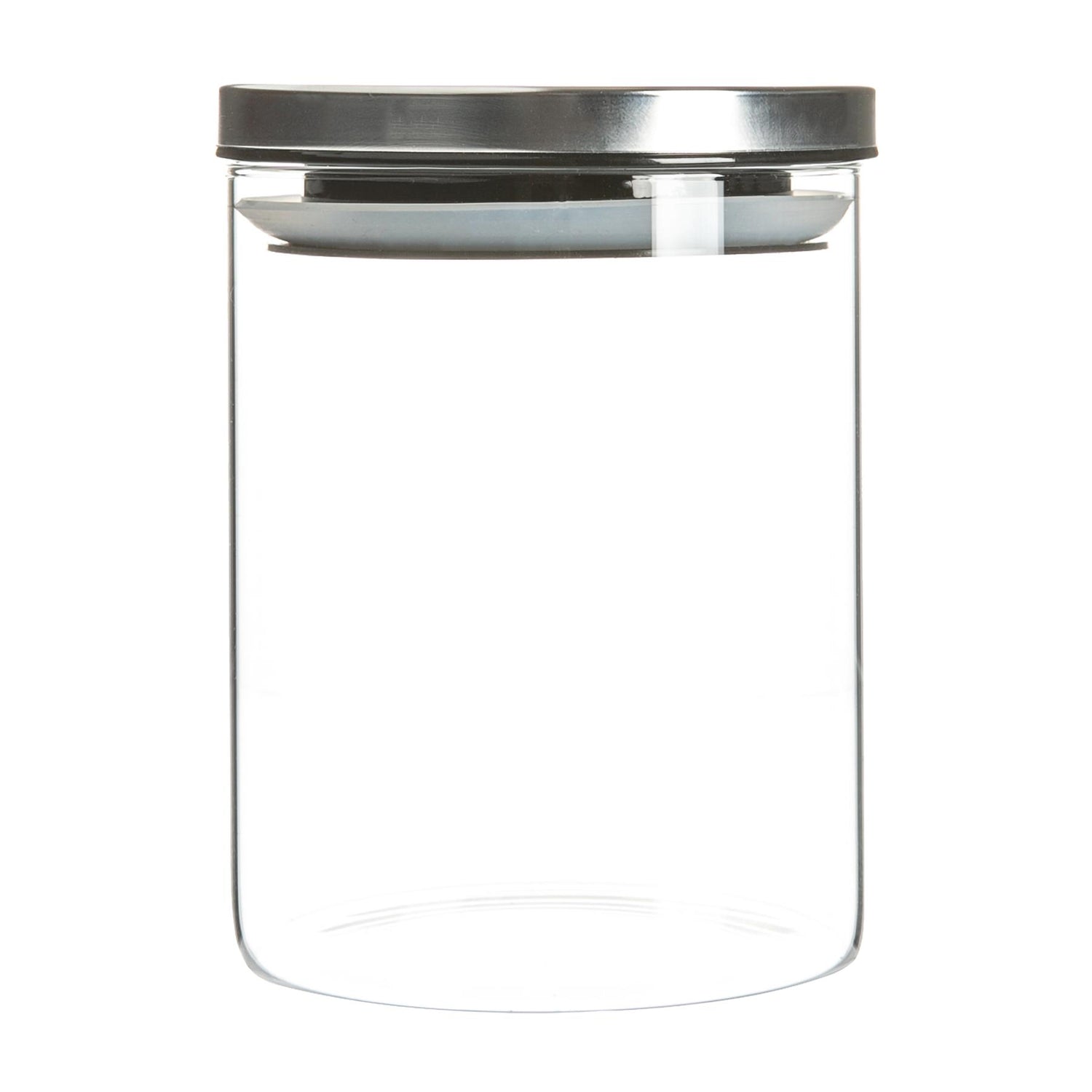 Argon Tableware Glass Storage Jar with Metal Lid - 750ml - Silver